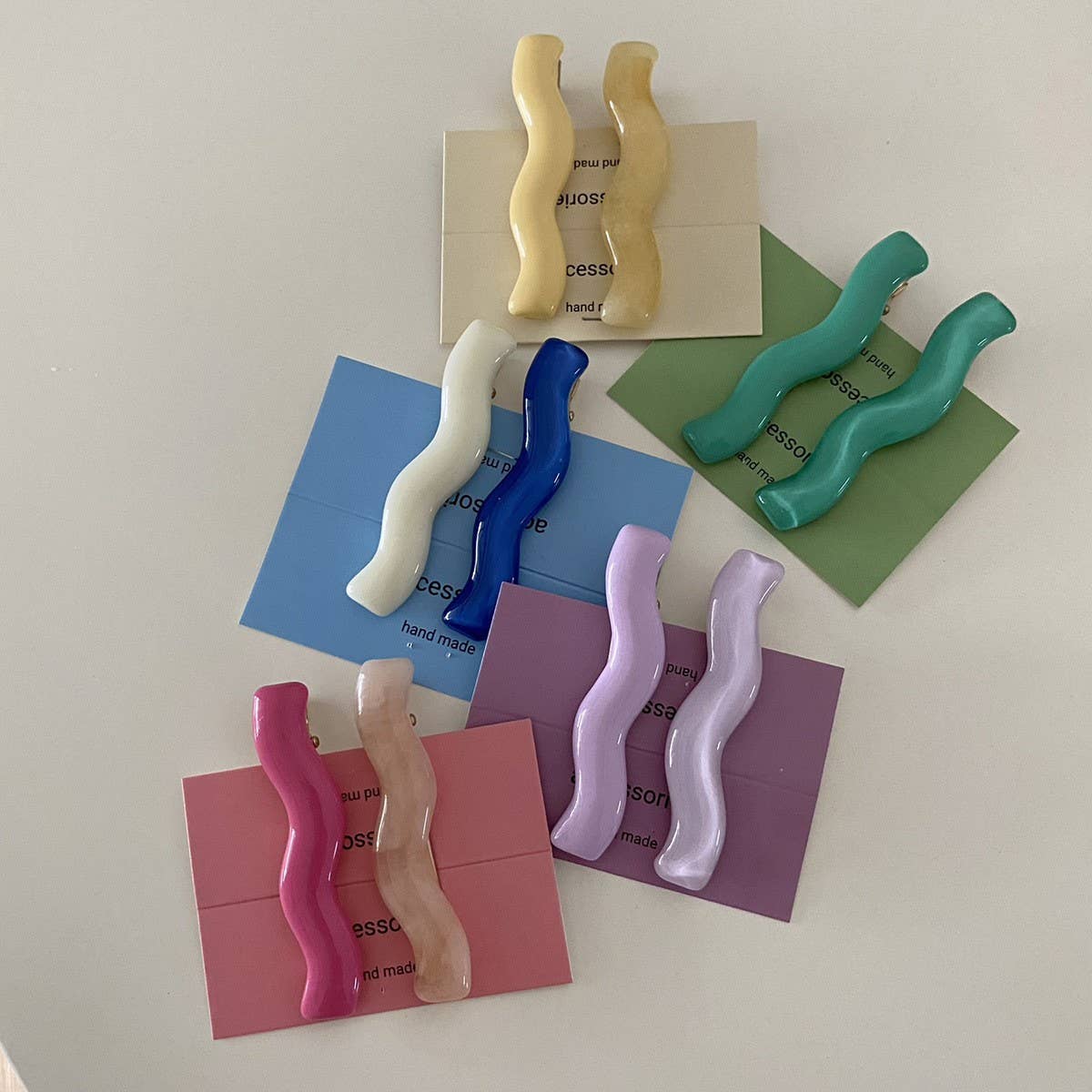 Candy Color Acrylic Wave Hair Clip Set