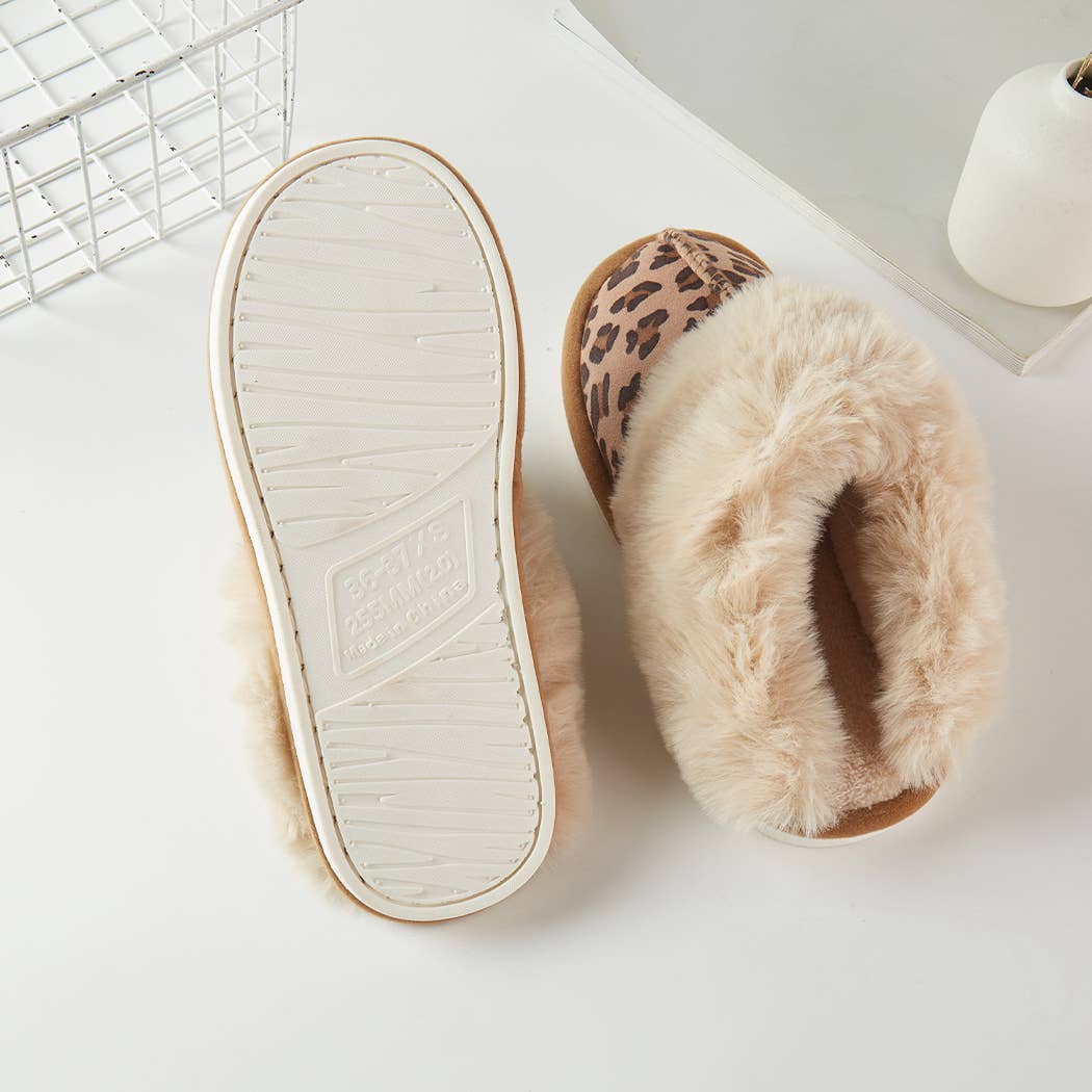 Leopard Print Suede Slippers