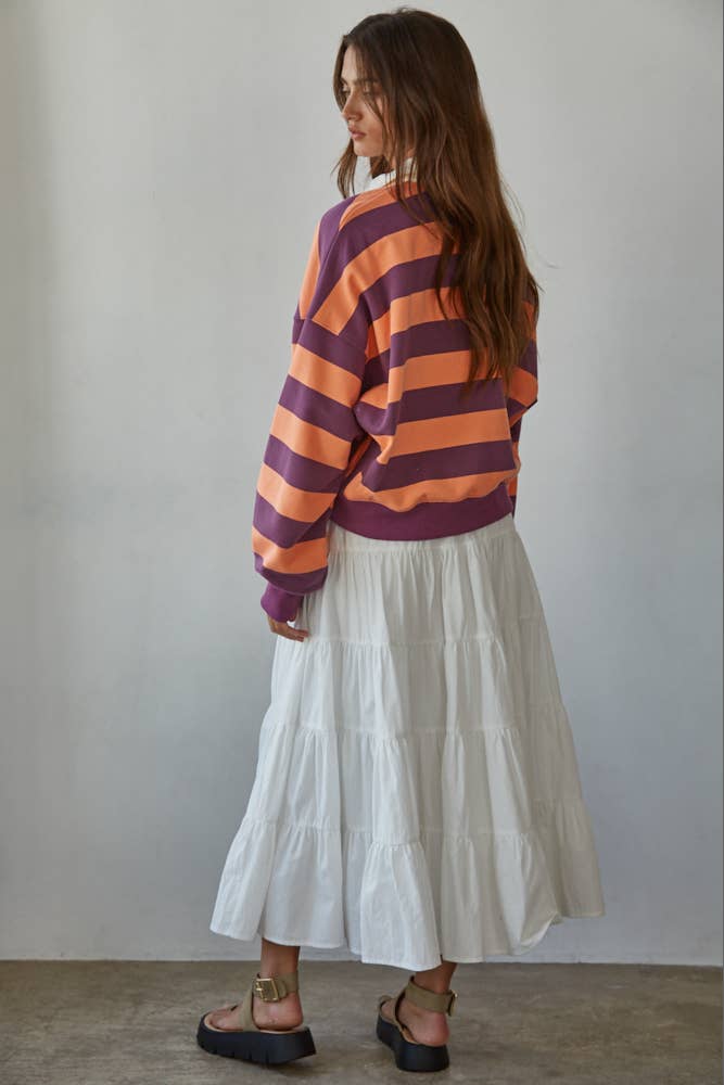 Amie Striped Pullover w/ Collar