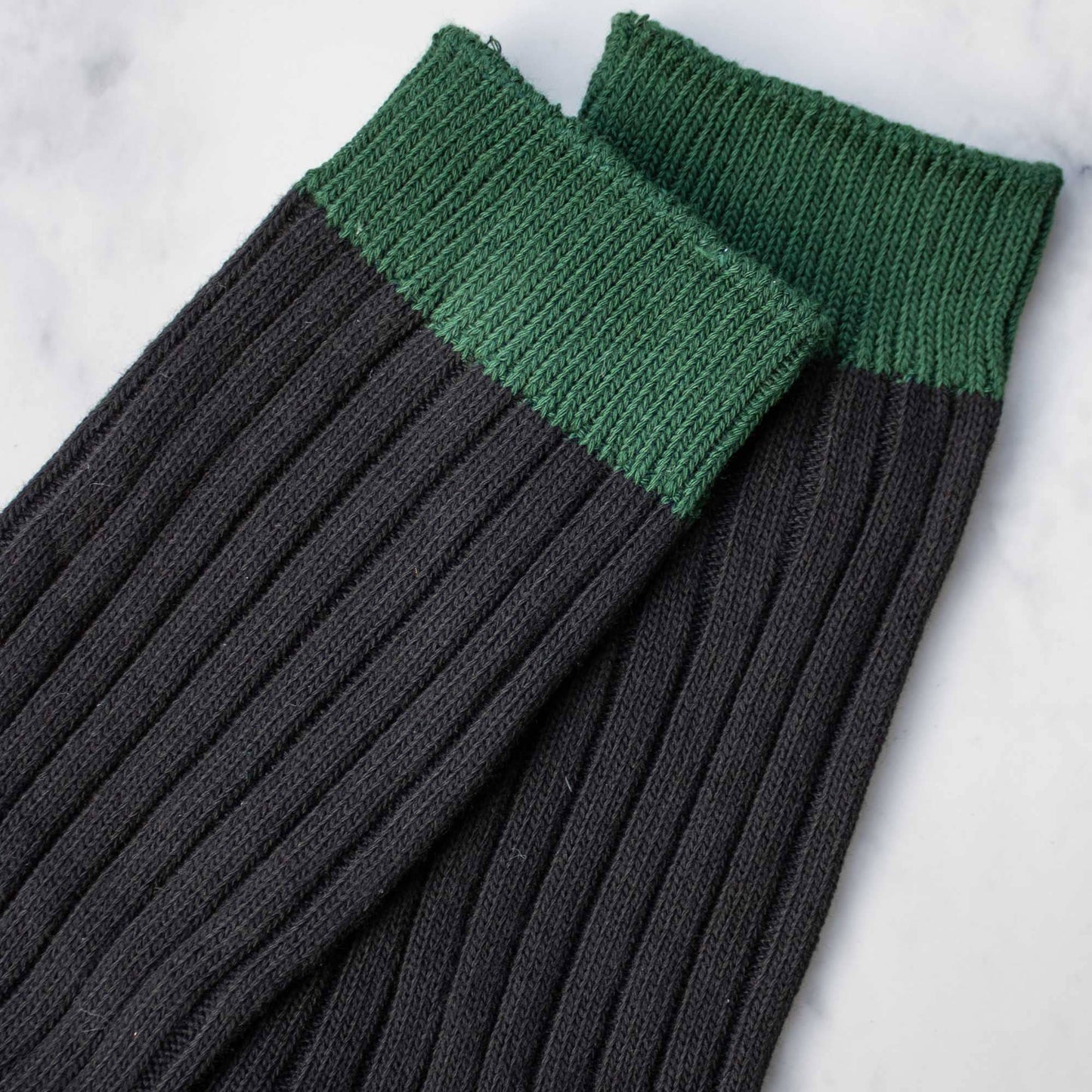 2-Tone Ribbed Crew Socks: Set of Two: Red/Khaki & Black/Dark Green