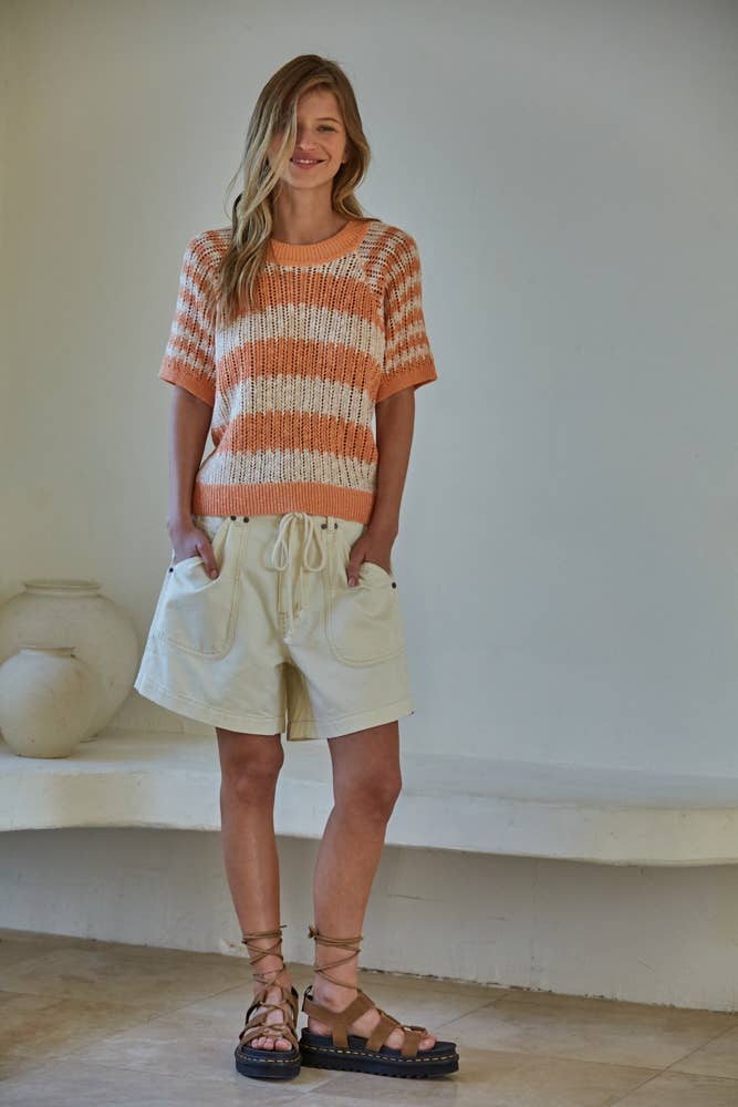 Summer By the Sea Coral Striped Sweater
