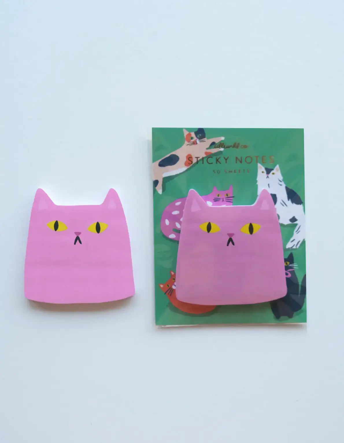Pink Cat Die-Cut Sticky Notepad