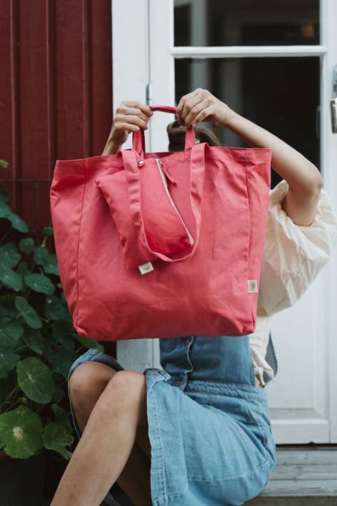 Organic Tote Bag - Hand-dyed Coral