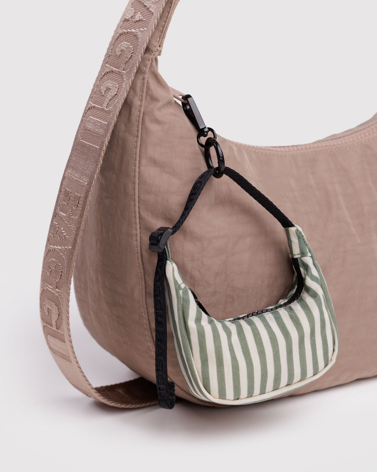 Sage Stripe - Crescent Bag Charm