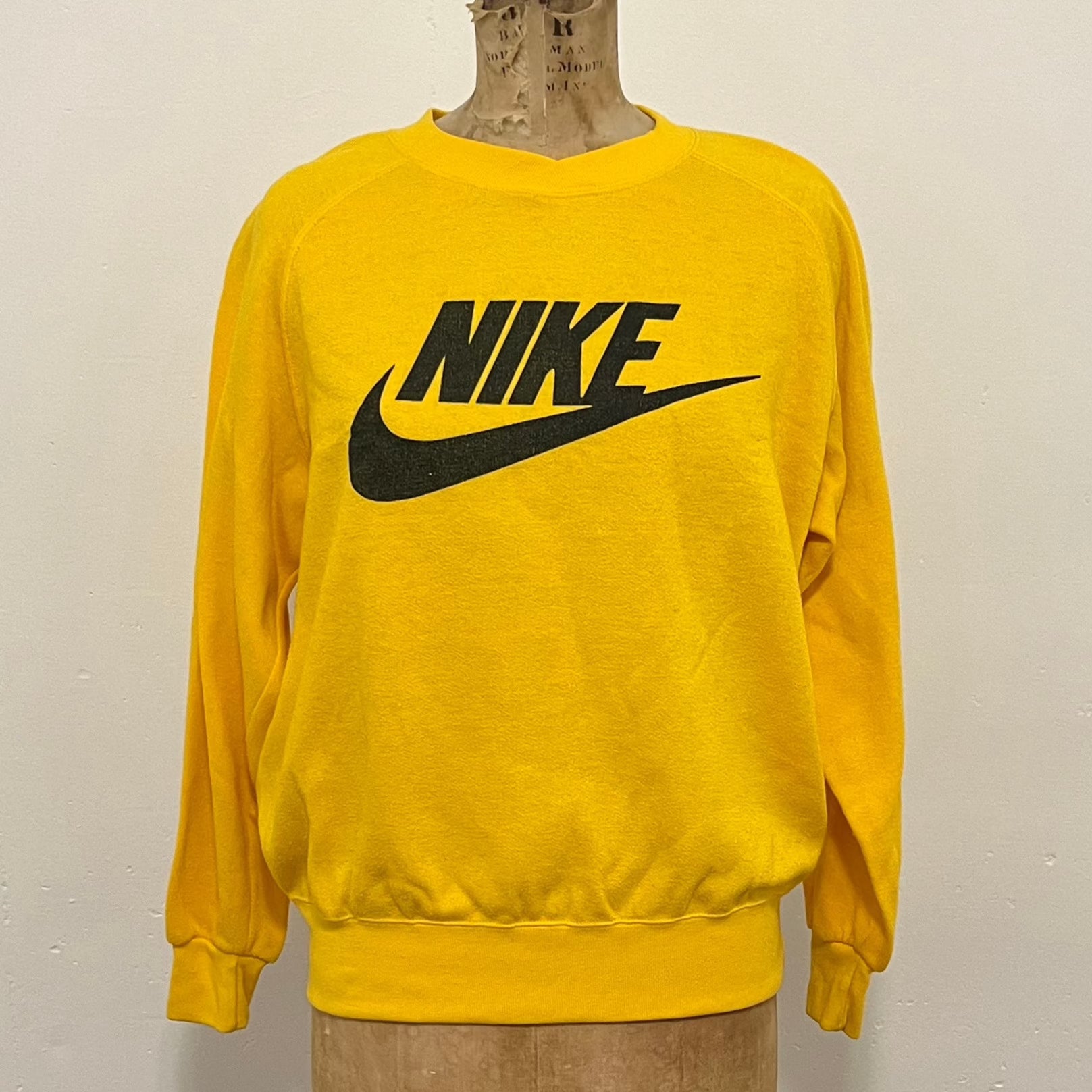 80s Nike Swoosh Yellow Crewneck Pullover Redeux Vintage