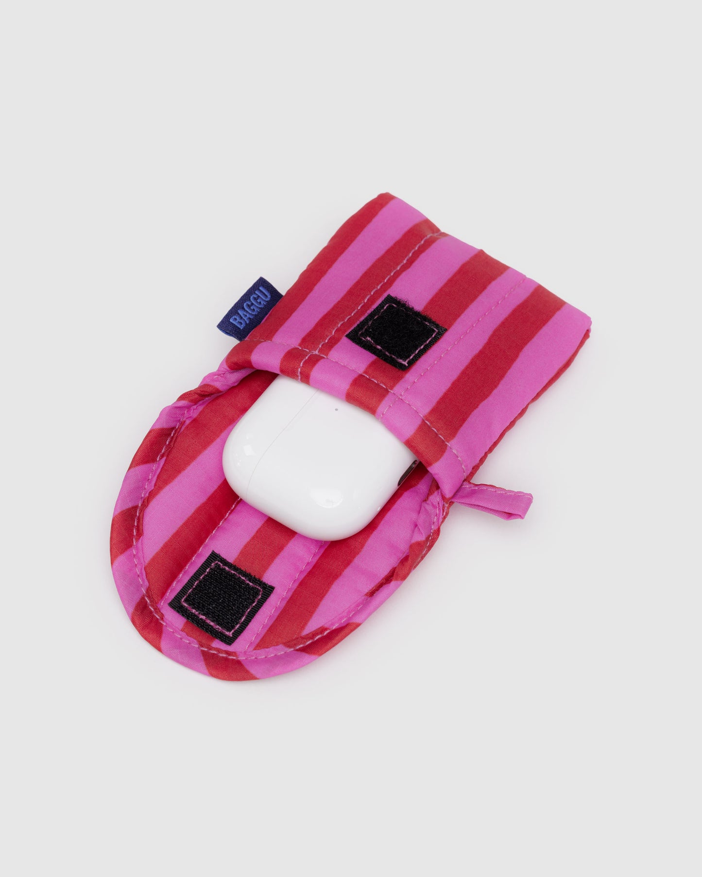 Pink & Red Painted Stripe - Puffy Ear Buds Case