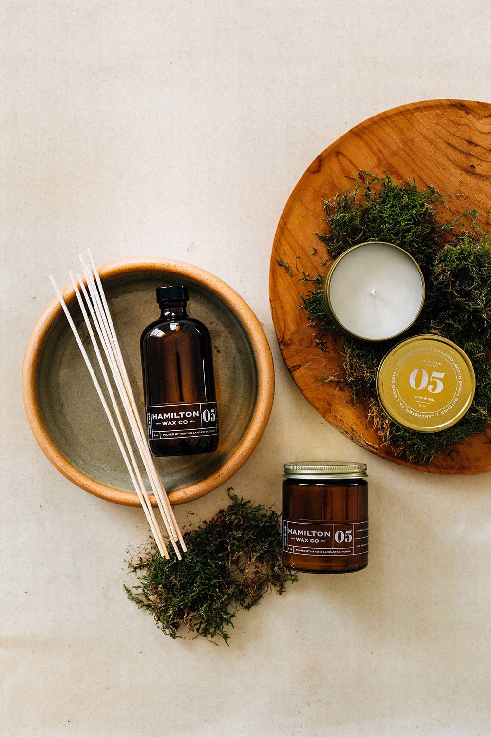 05 Moss & Oak Scented Candle - Gold Tin