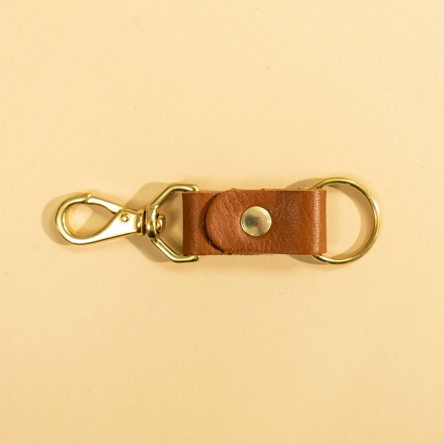 Cognac Leather Keychain