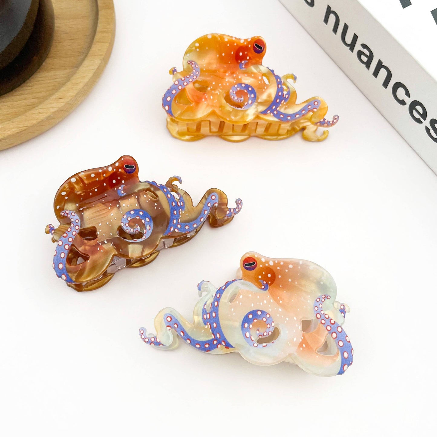 Blue Ring Octopus Hair Claw Clip