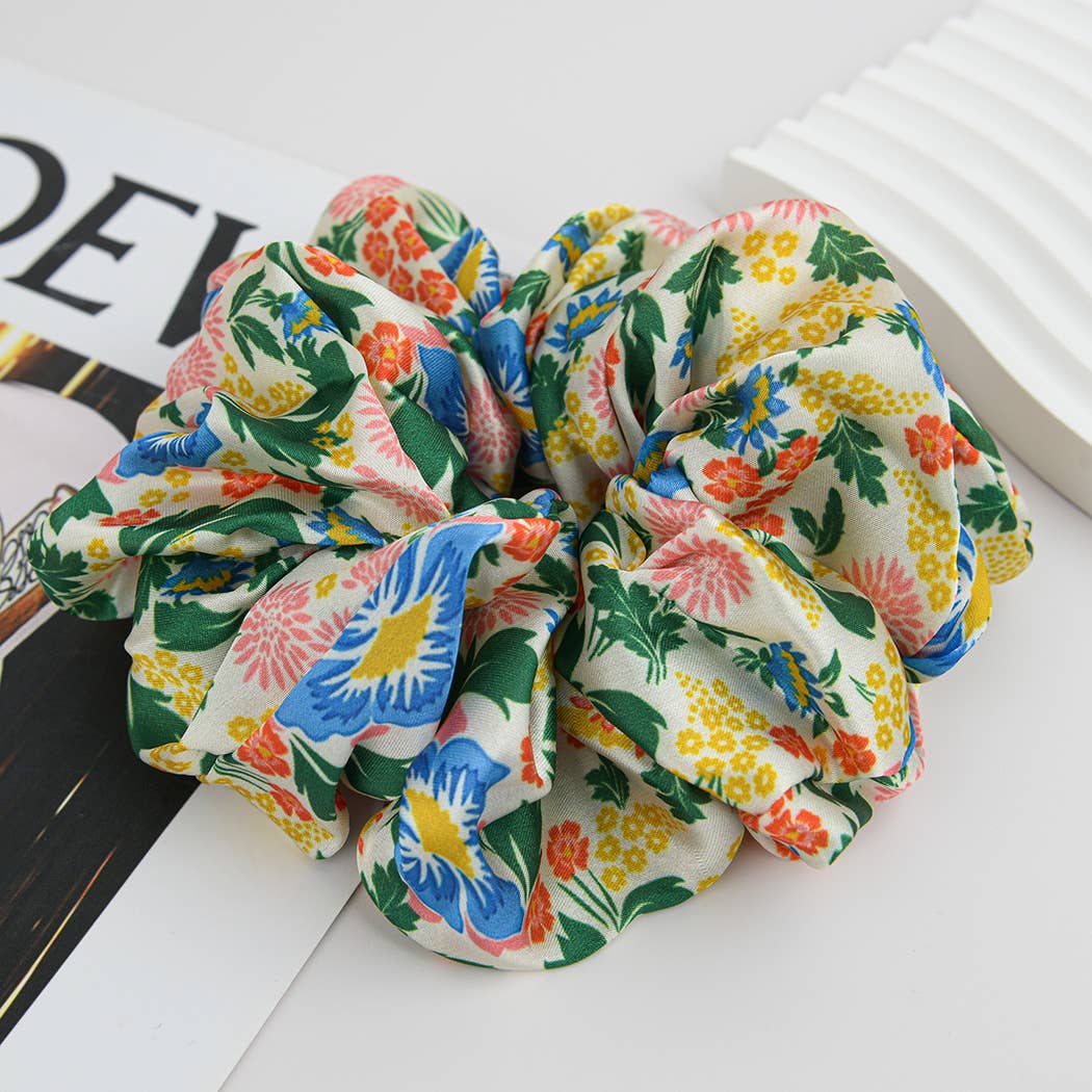Vintage Floral Print Soft Scrunchie