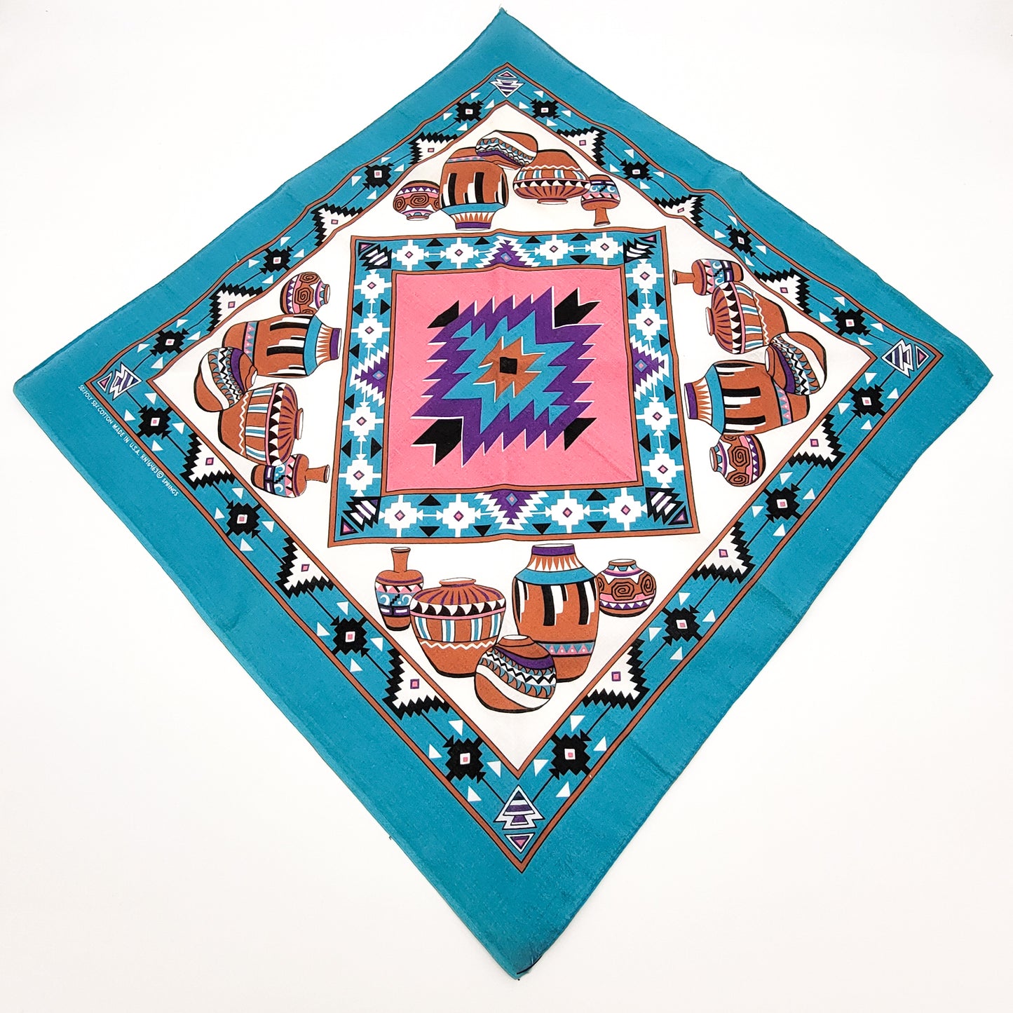 90s Blue Vases Indigenous Inspired Bandana