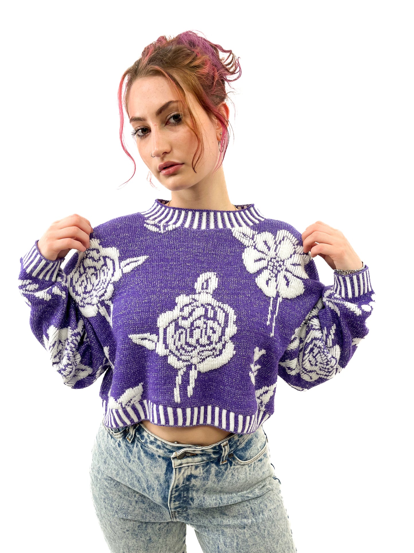 90s Purple Sparkle Crop