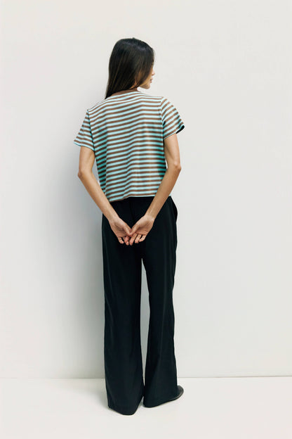 The Cooper Top | Striped T-Shirt Contrast with Neck Band