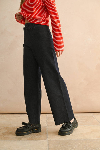 Indigo Denim Wide Leg Pants