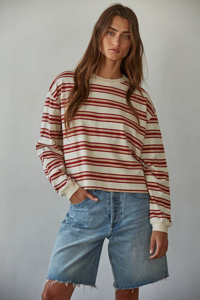 Cayley Crew Neck Striped Top