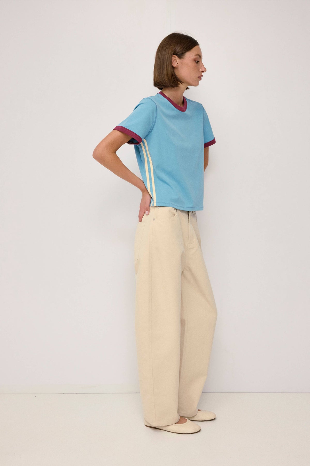 The Retro Sporty Top - Blueberry Cream