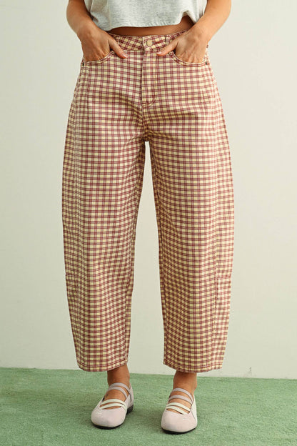 Plaid Barrel Pants