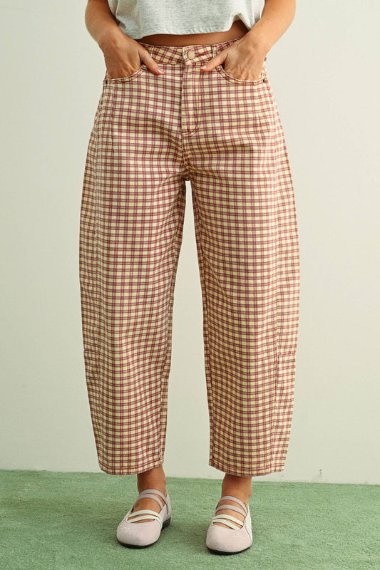 Plaid Barrel Pants
