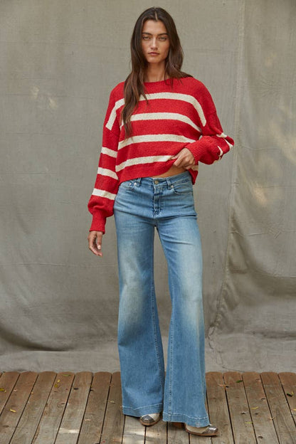 Knit Striped Crewneck Sweater