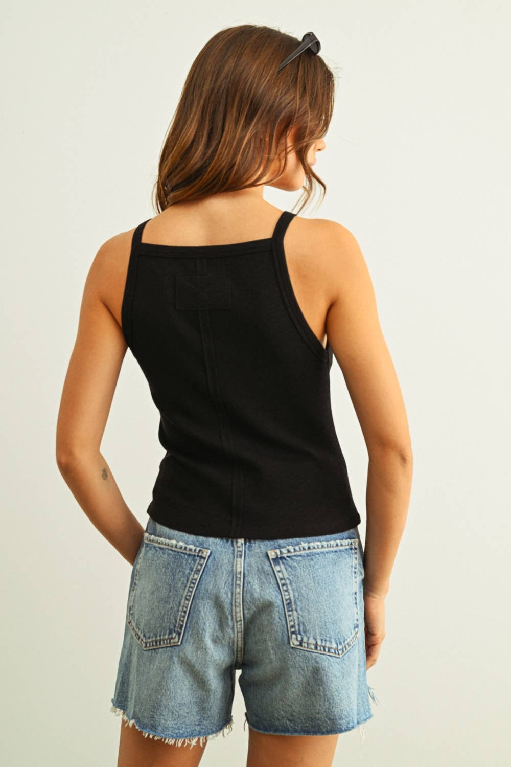Square Strap Ribbed Tank
