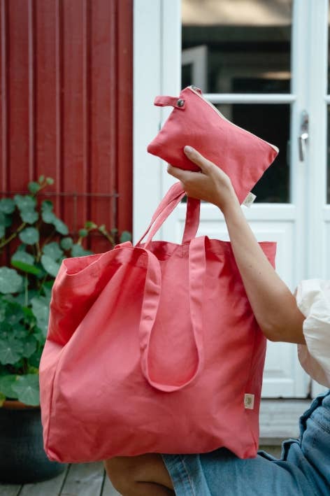 Organic Tote Bag - Hand-dyed Coral
