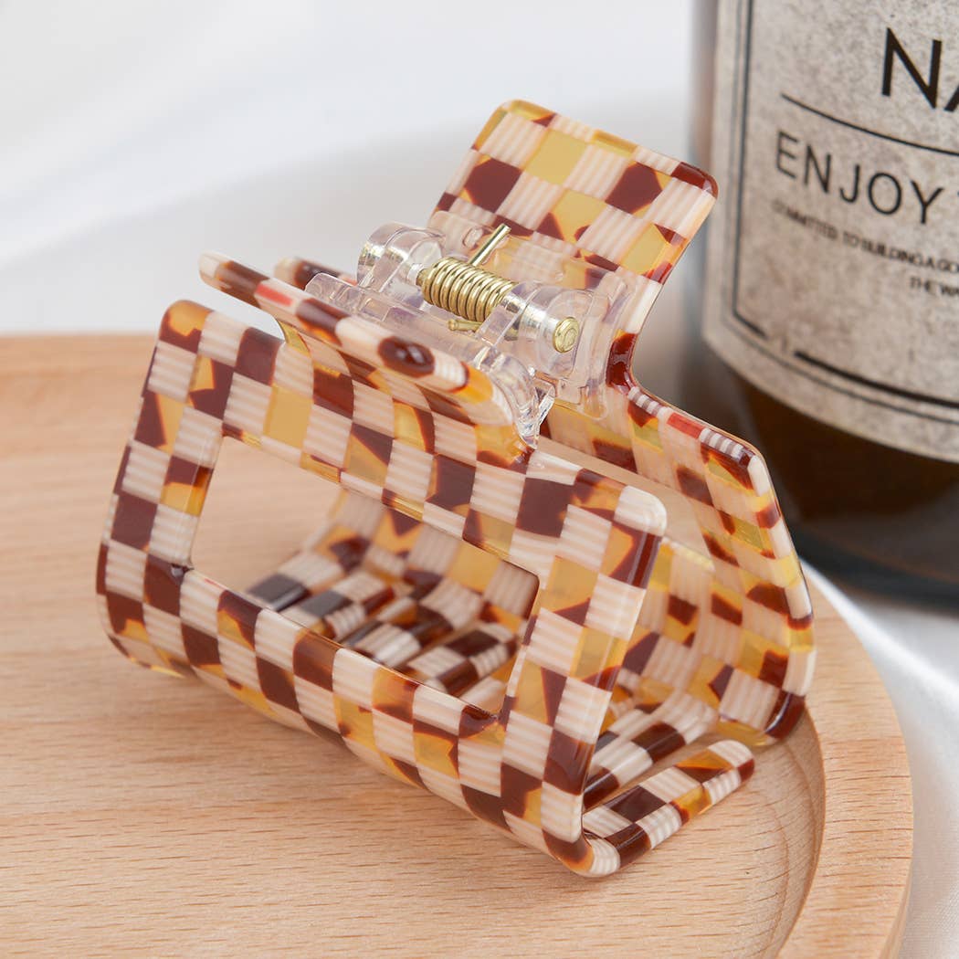 Checkerboard Square Claw Clip