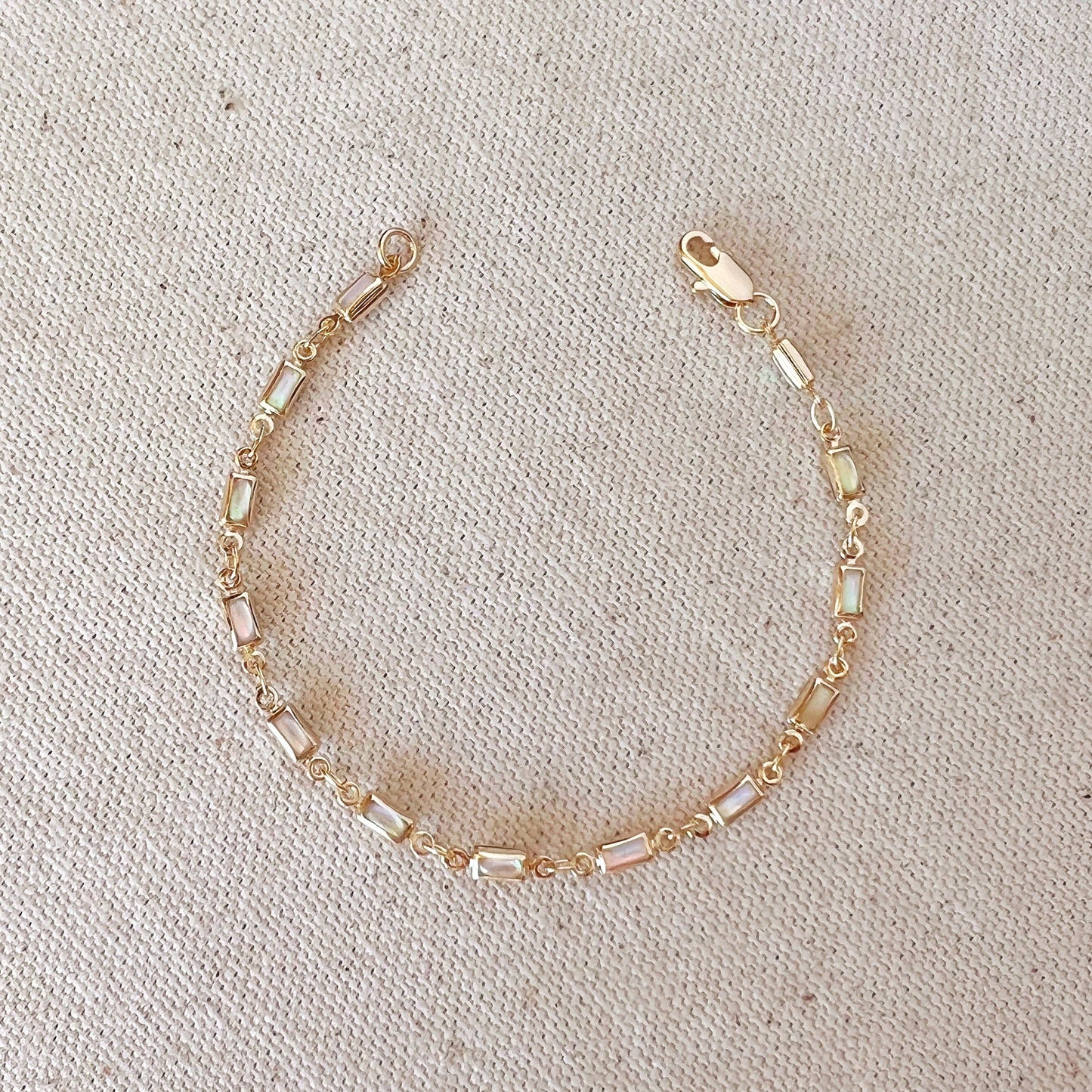 18k Gold Filled Rectangular Opal Bracelet