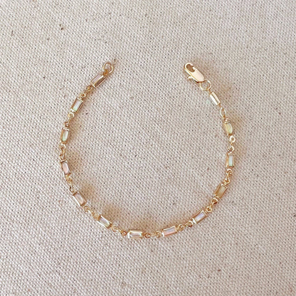 18k Gold Filled Rectangular Opal Bracelet