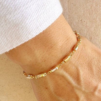 18k Gold Filled Rectangular Opal Bracelet