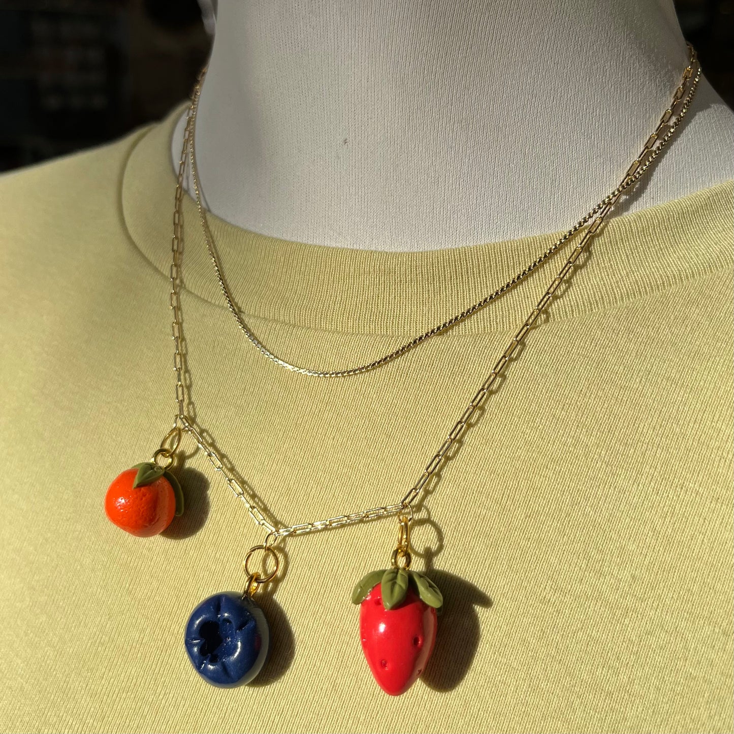 The 3 Fruits Charm Necklace 18" Charm Necklace