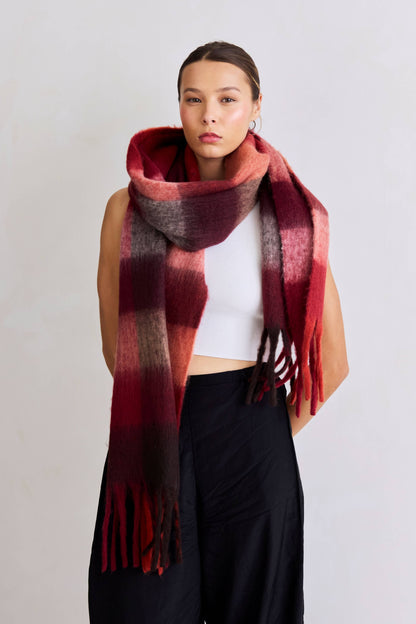 The Reykjavik Scarf - Burgundy Check
