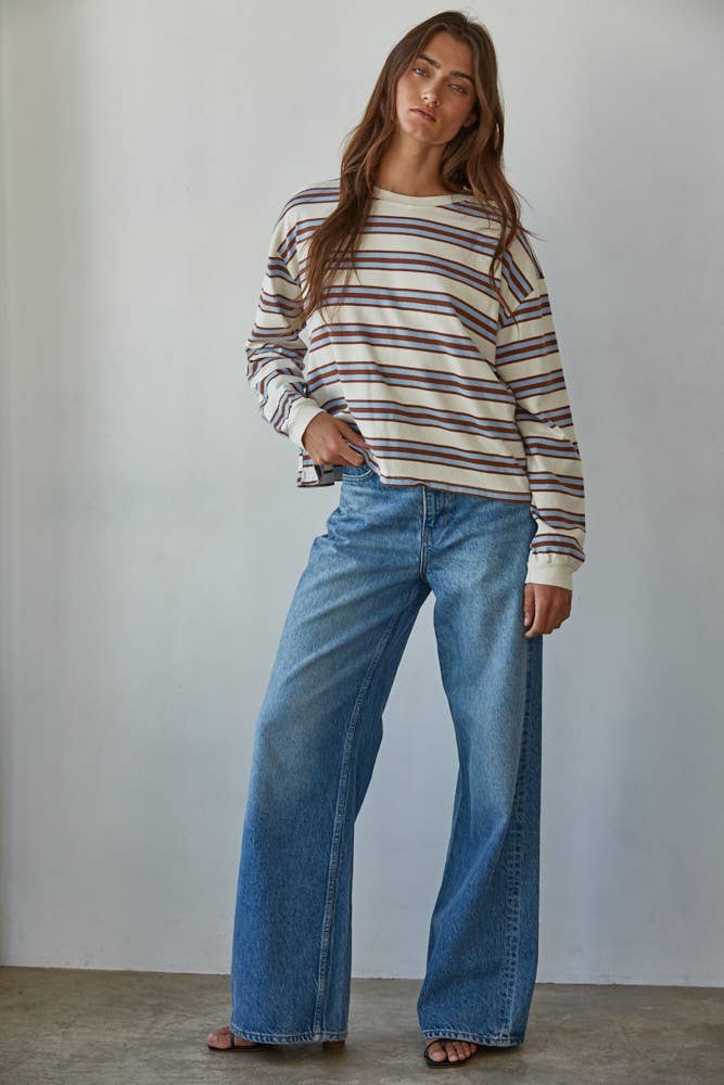 Cayley Crew Neck Striped Top