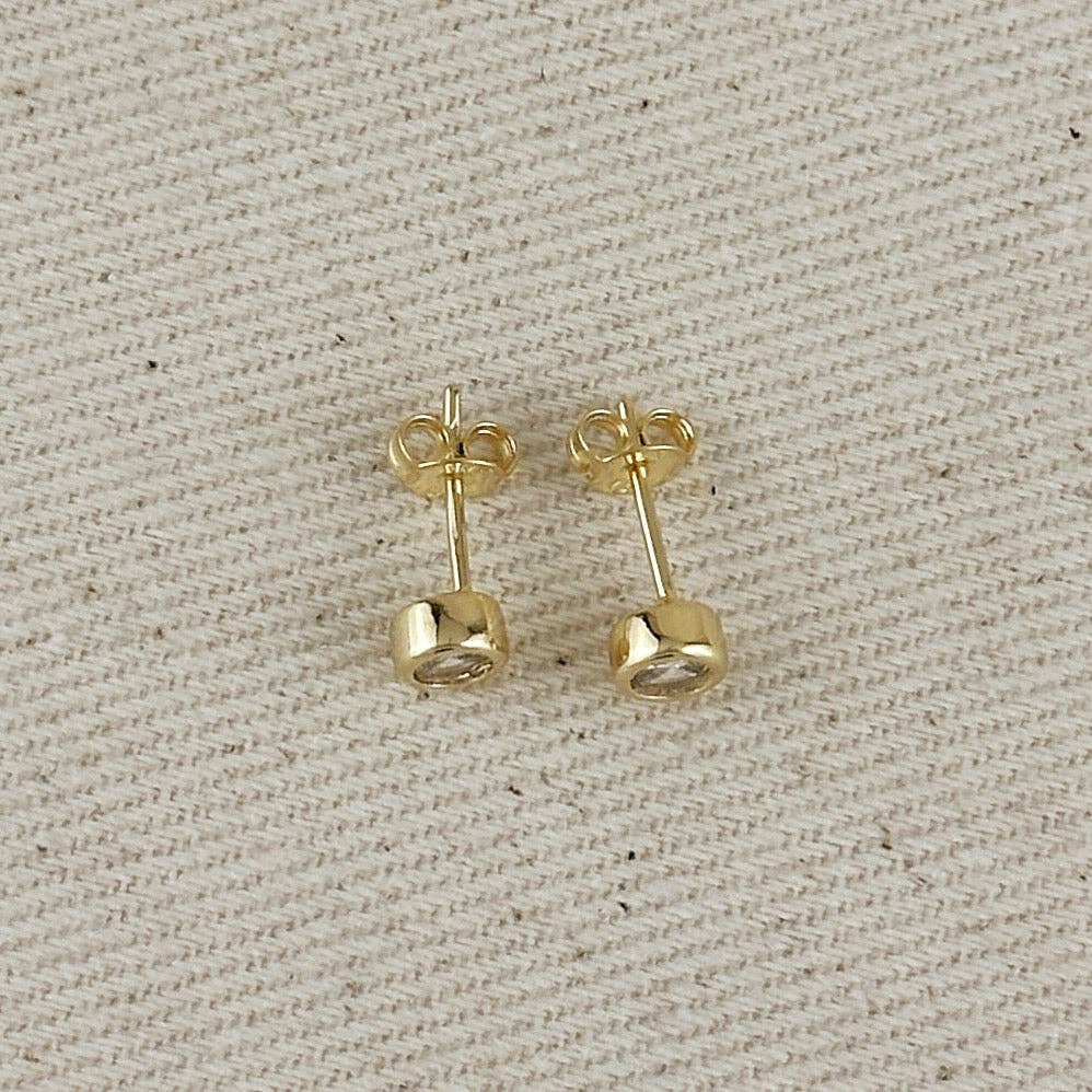 18k Gold Filled Mini CZ Round Stud Earrings