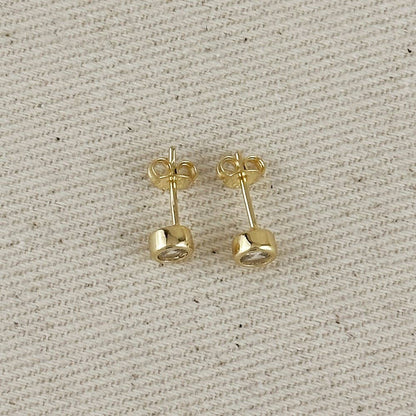 18k Gold Filled Mini CZ Round Stud Earrings