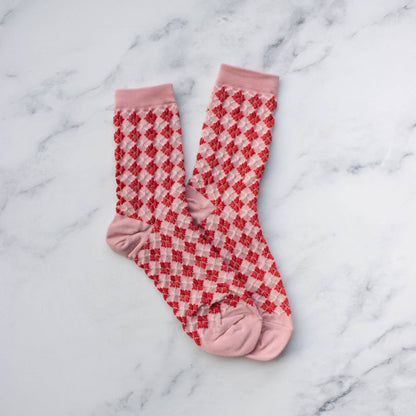 Vintage Argyle Trouser Socks: Set of Two: Cherry + Mint