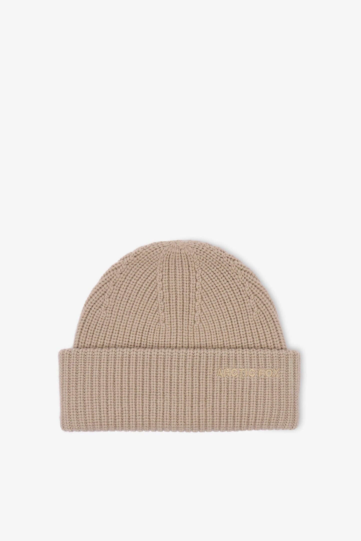 Merino Wool Embroidered Beanie - Soft Taupe