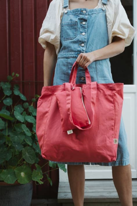 Organic Tote Bag - Hand-dyed Coral