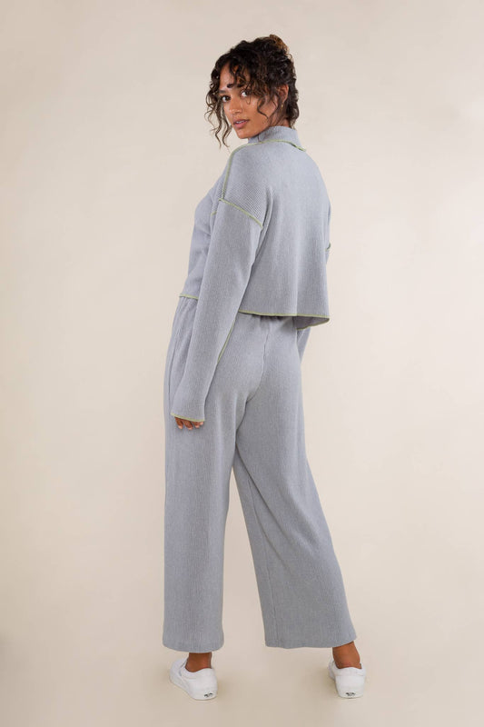 Winnie Pleated Turtleneck Top: Dusty Blue