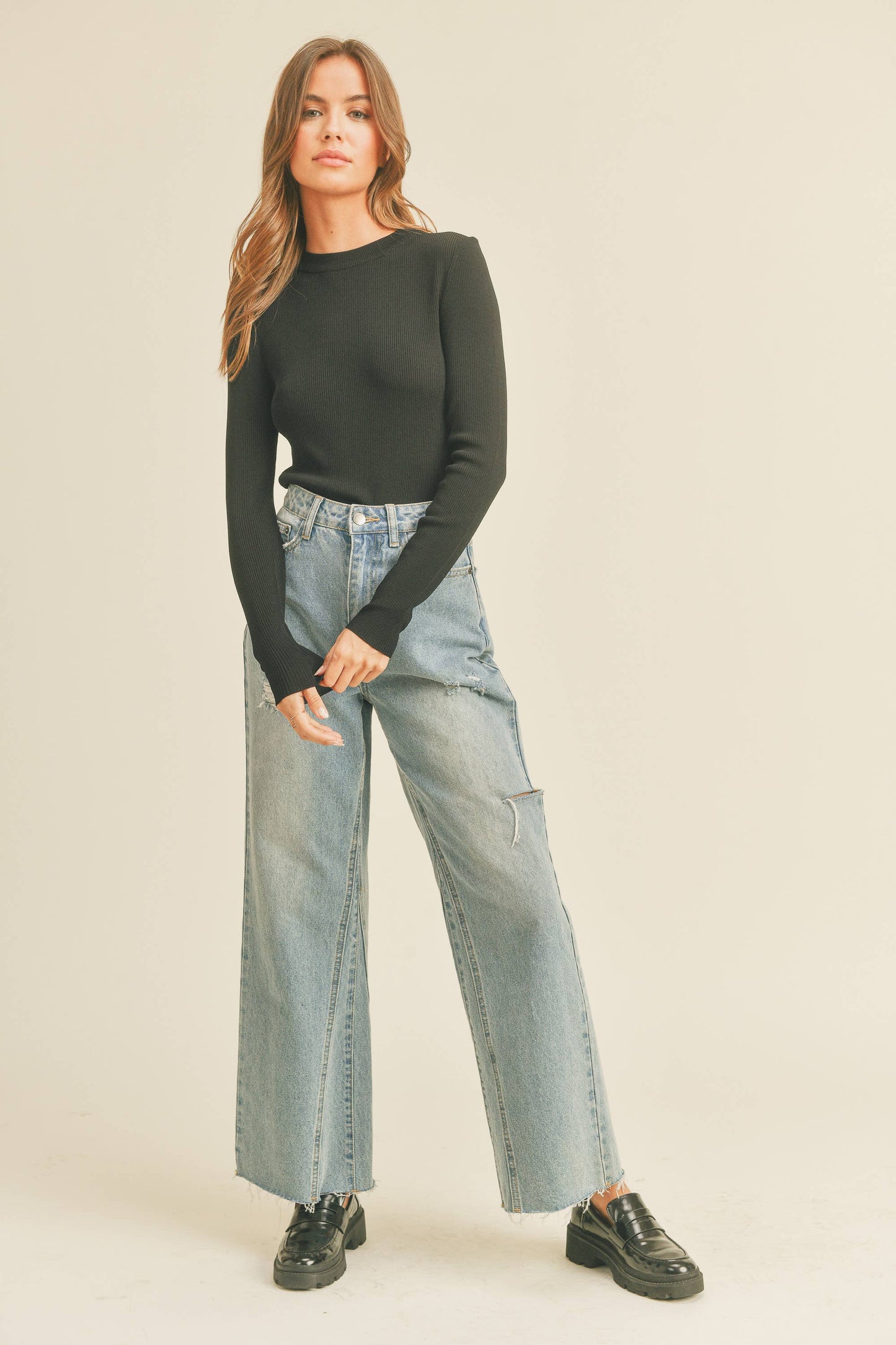 The Rachel Ribbed Long Sleeve Top