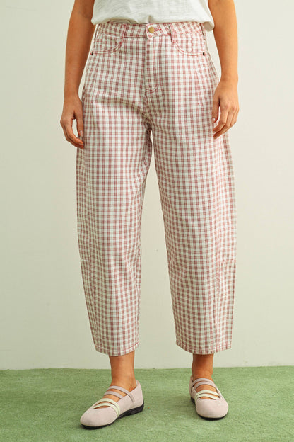 Plaid Barrel Pants
