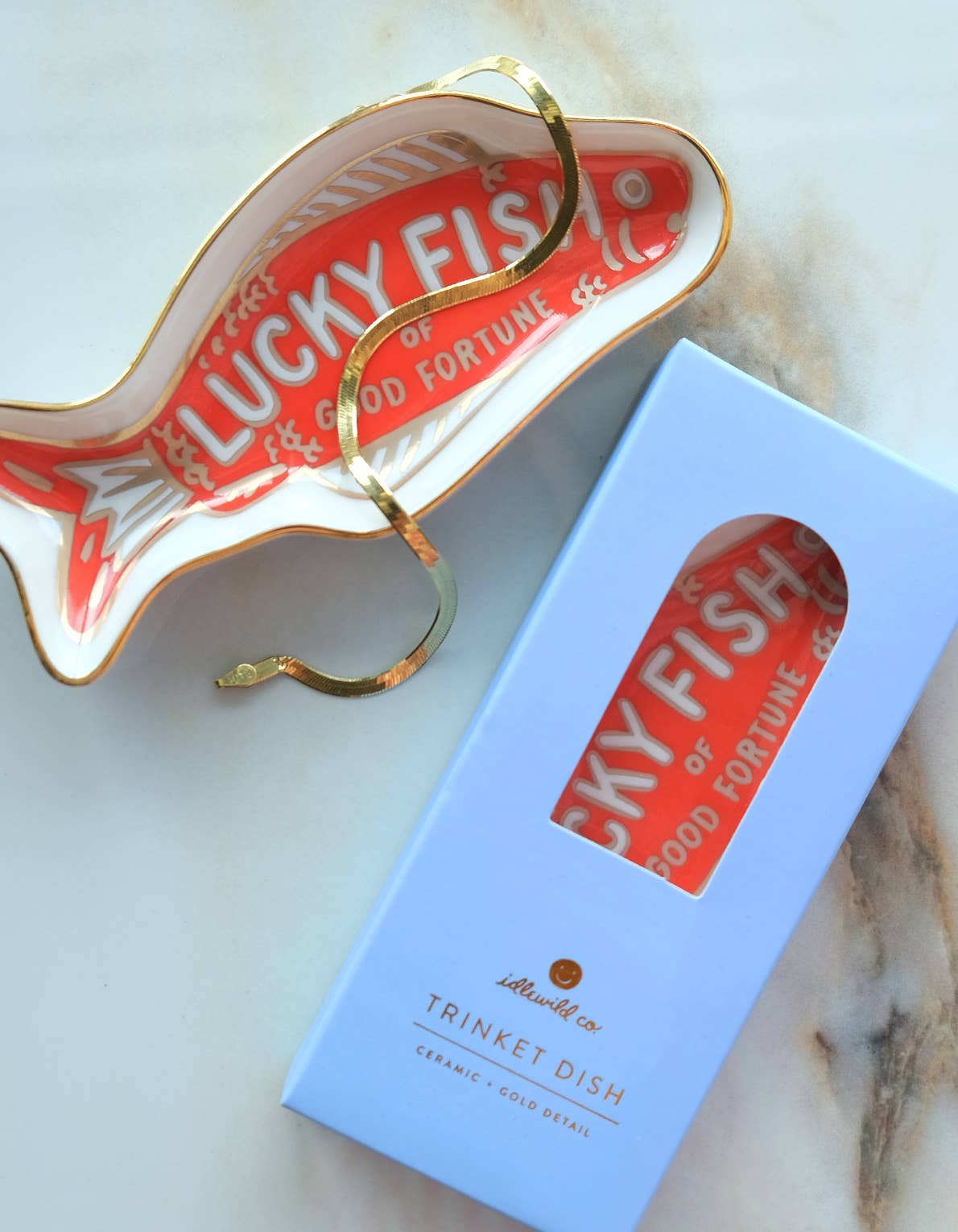 Fortune Fish Porcelain Trinket Dish