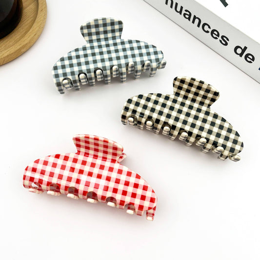 Gingham Acetate Claw Clip