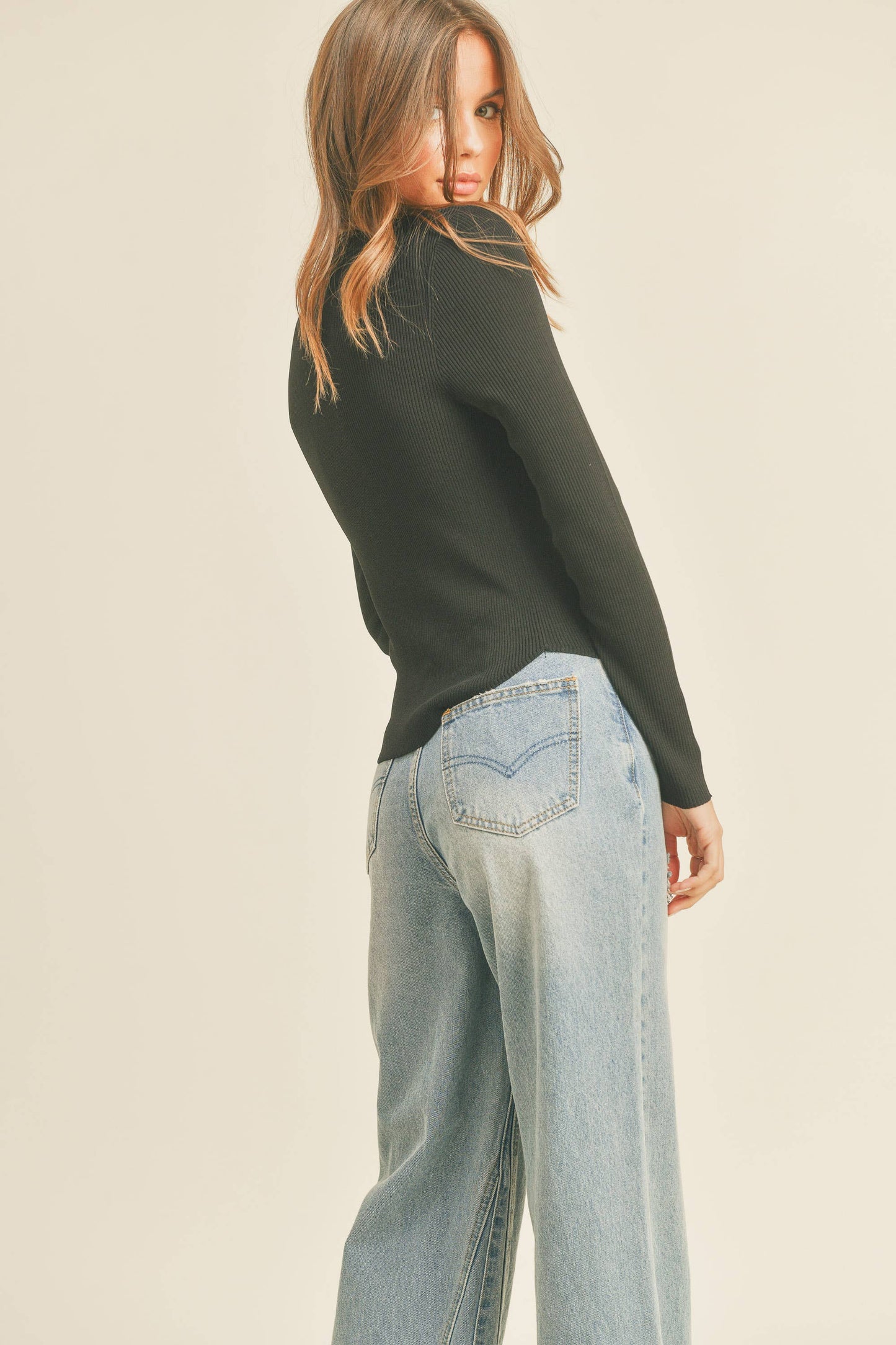 The Rachel Ribbed Long Sleeve Top