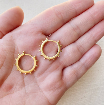 18k Gold Filled Hoop Earrings with Ball Detail