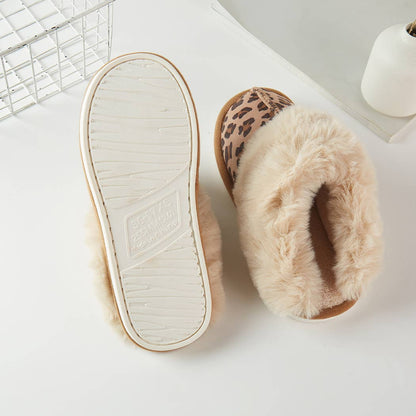 Leopard Print Suede Slippers