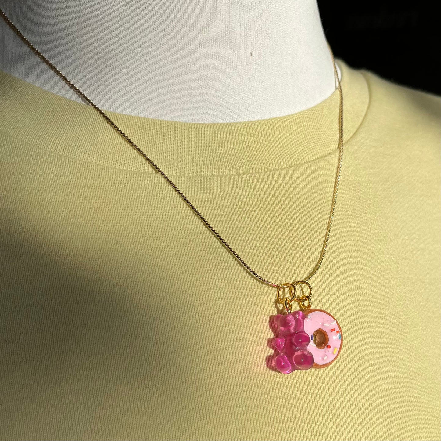 Donuts + Gummy Bears - 18" 18k Gold Charm Necklace