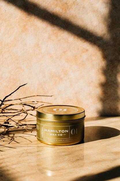 01 Vanilla Bean Scented Candle - Gold Tin