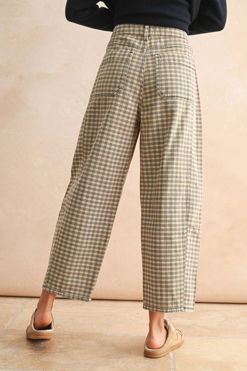 Plaid Barrel Pants