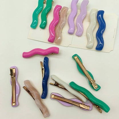 Candy Color Acrylic Wave Hair Clip Set