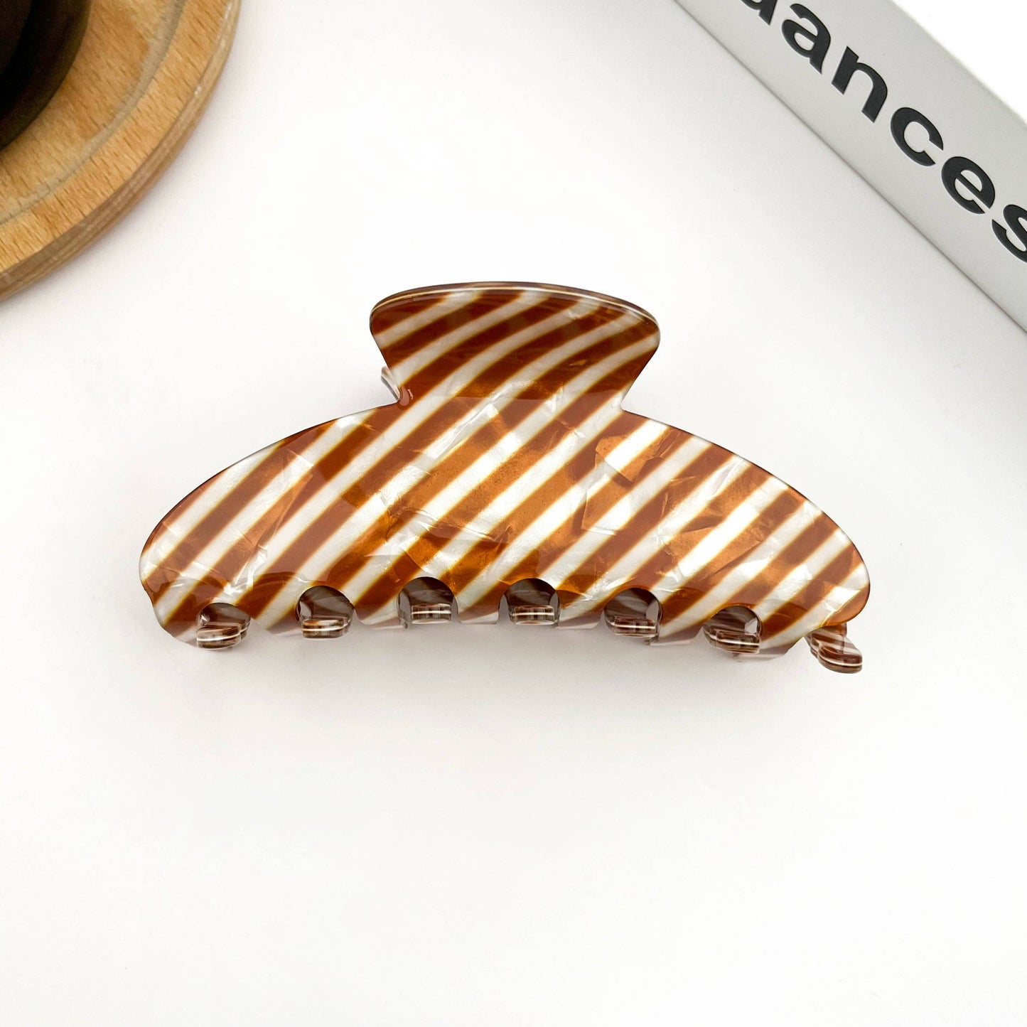 Classic Striped Oval Hair Claw Clip